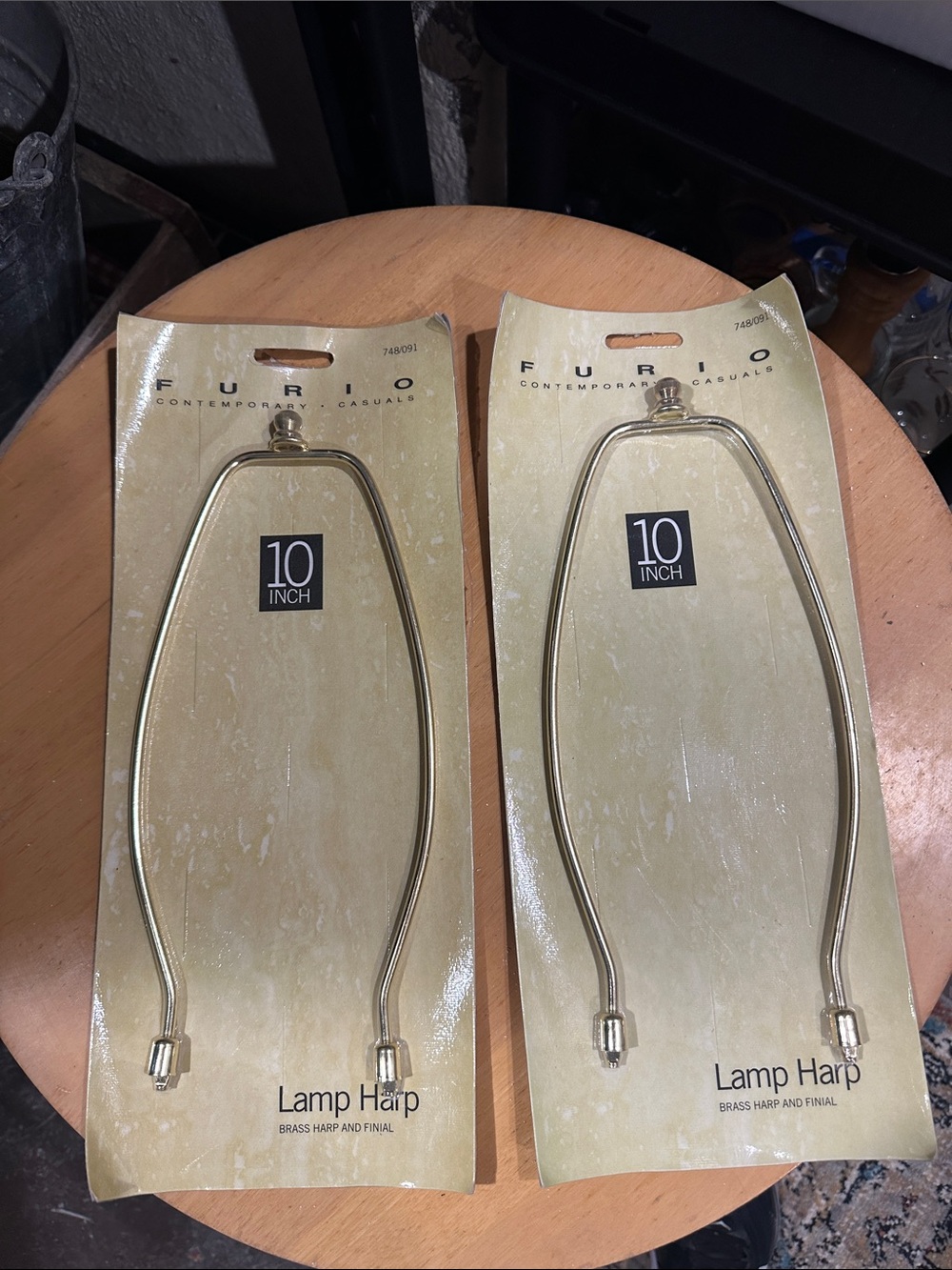 Set of 2 Vintage 10-inch Brass Lamp Harp - Gold - Furio. - New Old Stock